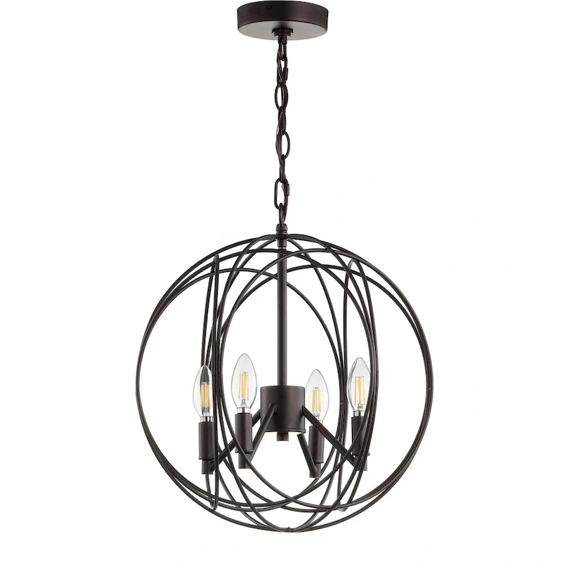 SAFAVIEH Lighting Laszlone Adjustable 4-Light Led Brass Pendant - 15.8 x15.8 x21-93  - Dark Grey - 16Wx16Dx93H