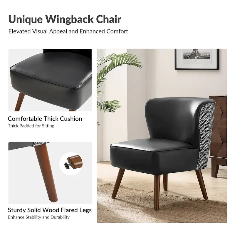 Alexander Mid-Century Modern Side Armchair with Solid Wood Legs by HULALA HOME