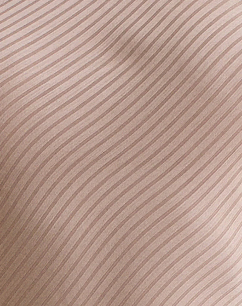 Belara Maxi Dress in Satin Stripe Taupe