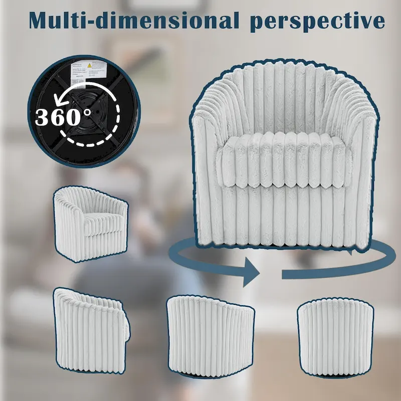 Single Sofa Armchair Swivel Barrel Chair (Set of 2)