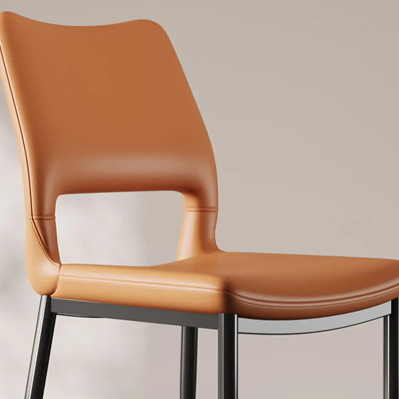 Modern Faux Leather Open Low Back Armless Dining Chair