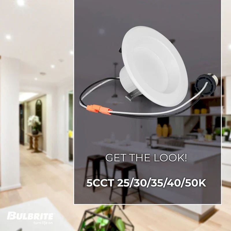 Bulbrite Pack of (4) 12 Watt 4  Integrated LED Recessed Downlight with E26 Quick Connect Adapter - multi