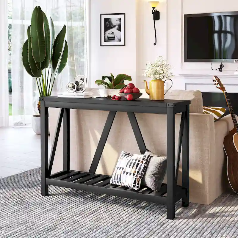 Pellebant A-frame Entry Console Table Long Sofa Table with Shelf - 45.27 in L x 13.98 in W x 31.88 in H