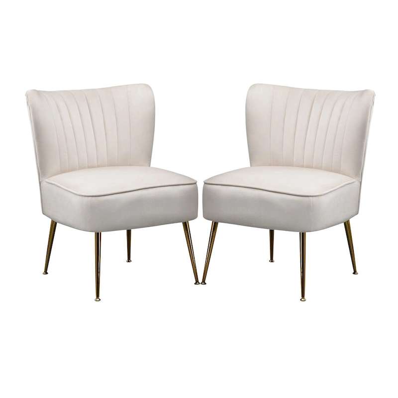 Velvet Upholstered Accent Side Chairs(Set of 2)