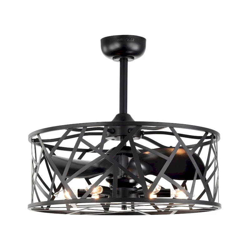 Leyton 24-inch Matte Black 6 Lights 3 Blades Lighted Ceiling Fan with Remote