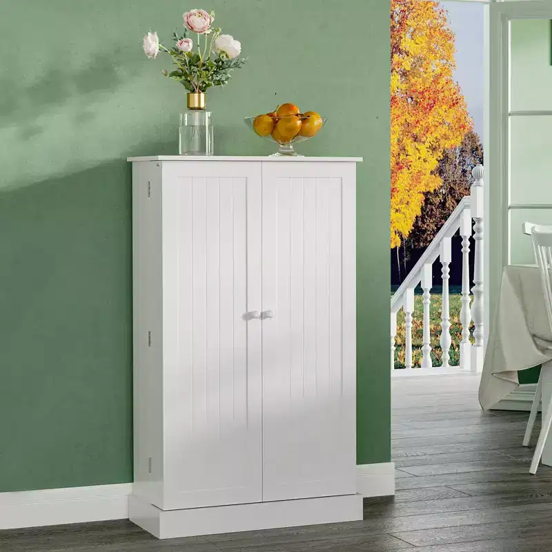 41 Modern Kitchen Pantry Freestanding Storage Cabinet with Double Doors Adjustable Shelves for Living Room - White