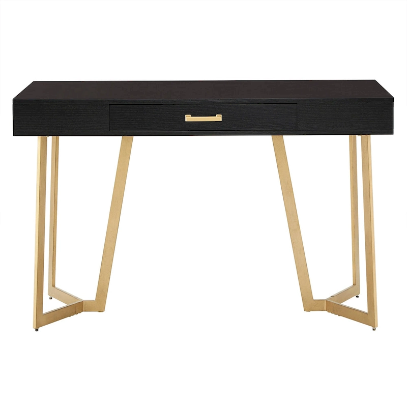 Cheyenne Black Finish Writing Desk with Gold Metal Base by iNSPIRE Q Modern