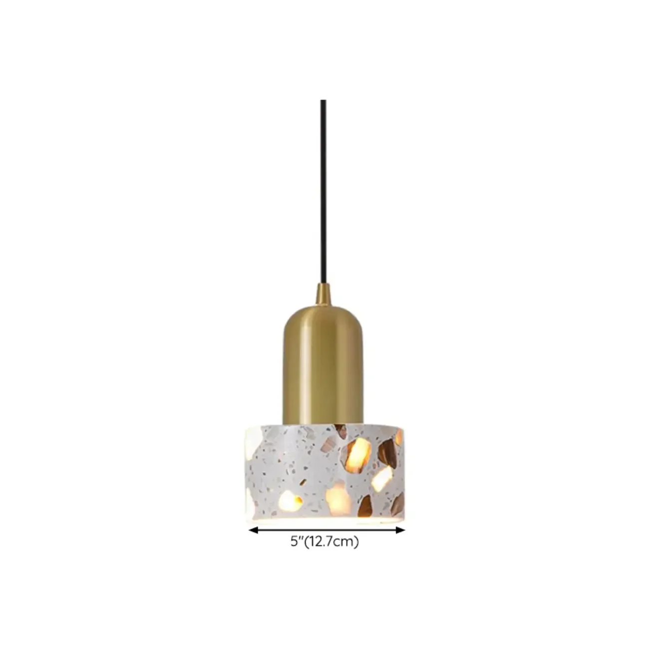 Modern Terrazzo Cylinder Brass Pendant Light