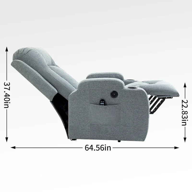 Power Lift Recliner with Massage, Lumbar Heating, USB Charging & Cup Holders, Modern Ergonomic Design