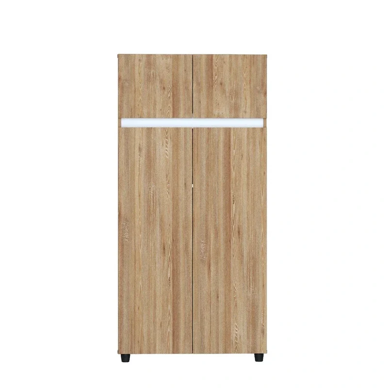 65-Inch Armoire Wardrobe with Hanging Rod and Shelves, Freestanding Bedroom Closet