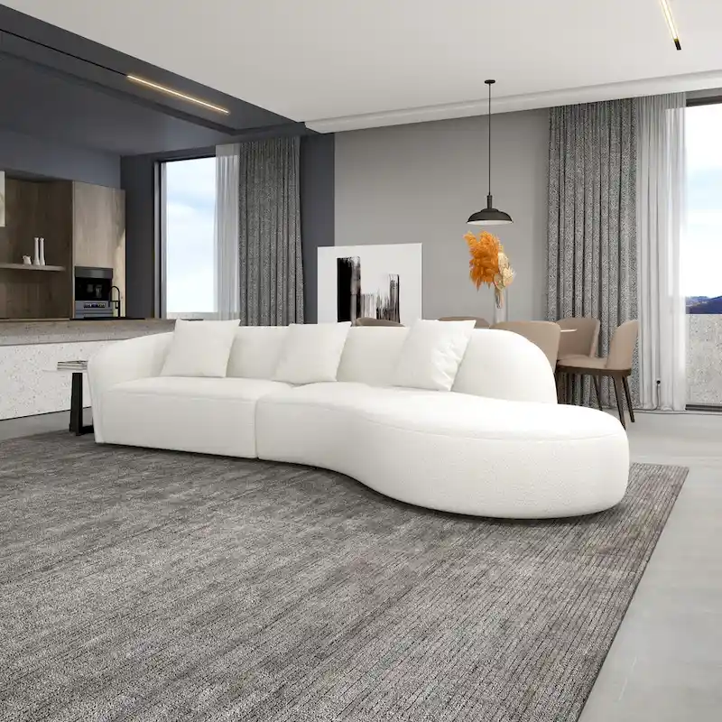 Gallar Japandi Style Luxury Modern French Boucle Curved Sofa