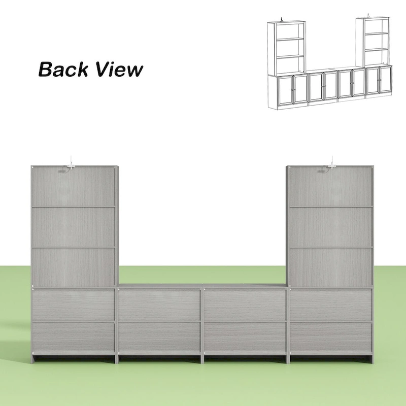 Home Media Center Sleek Design with Ample Shelving and Glass Accents