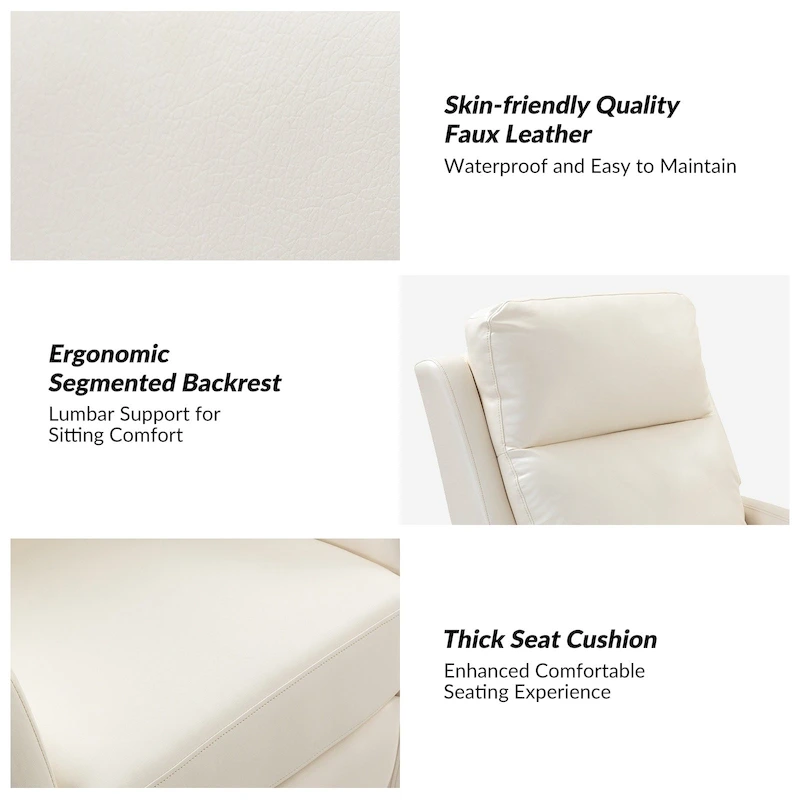 Esteban Modern Faux Leather Manual Rocking Swivel Recliner with Wingback