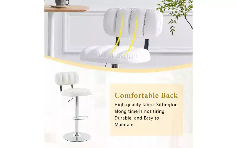 Black / White Adjustable Height Bar Stool, PU Leather, Low Back, Armless, Set of 2