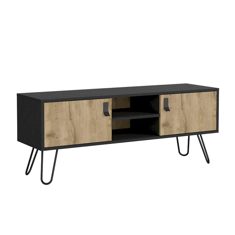 Huna TV stand Dual-Tone With Two Cabinets and Shelves