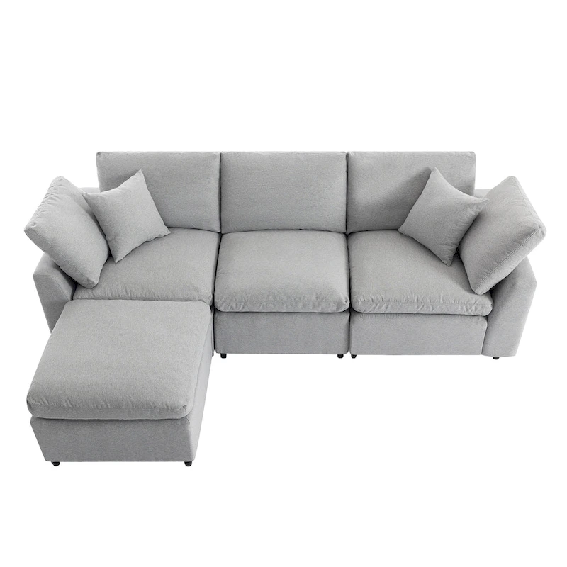 U_STYLE Down Filled Upholstery Convertible Sectional Sofa, L Shaped Couch with Reversible Chaise