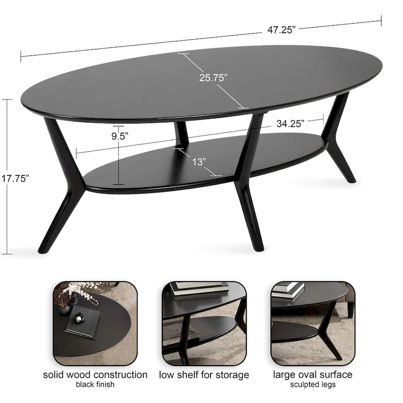 Kate and Laurel Nylah Oval Coffee Table