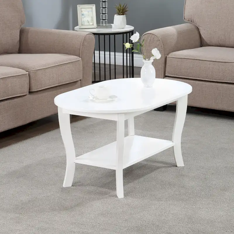 Convenience Concepts American Heritage Oval Coffee Table with Shelf