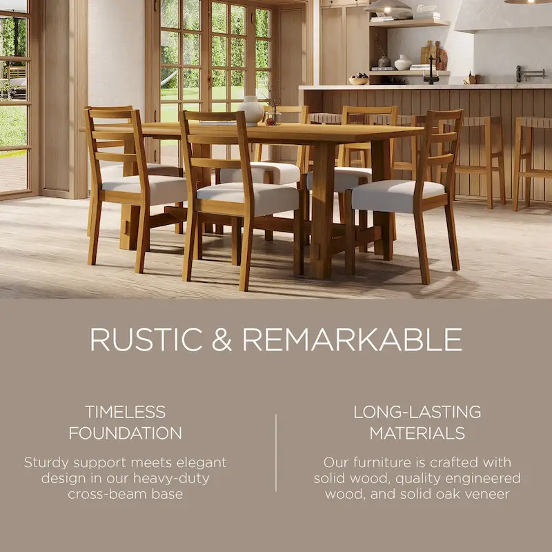 Rectangular Wooden Dining Table (Weathered Black Finish)