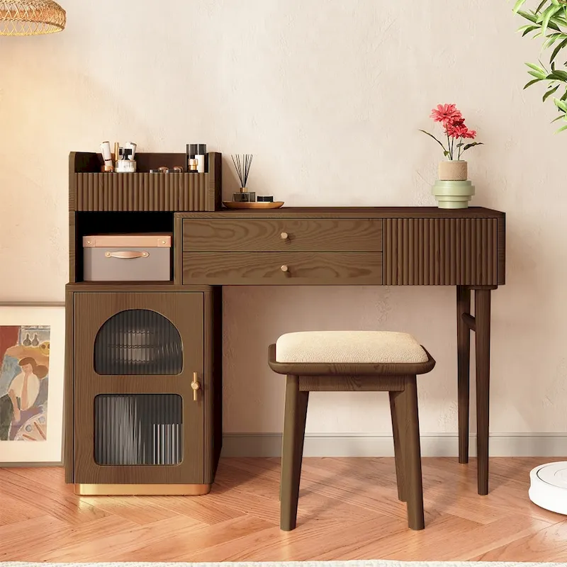 JASIWAY Vanity Makeup Table with 3 Drawers