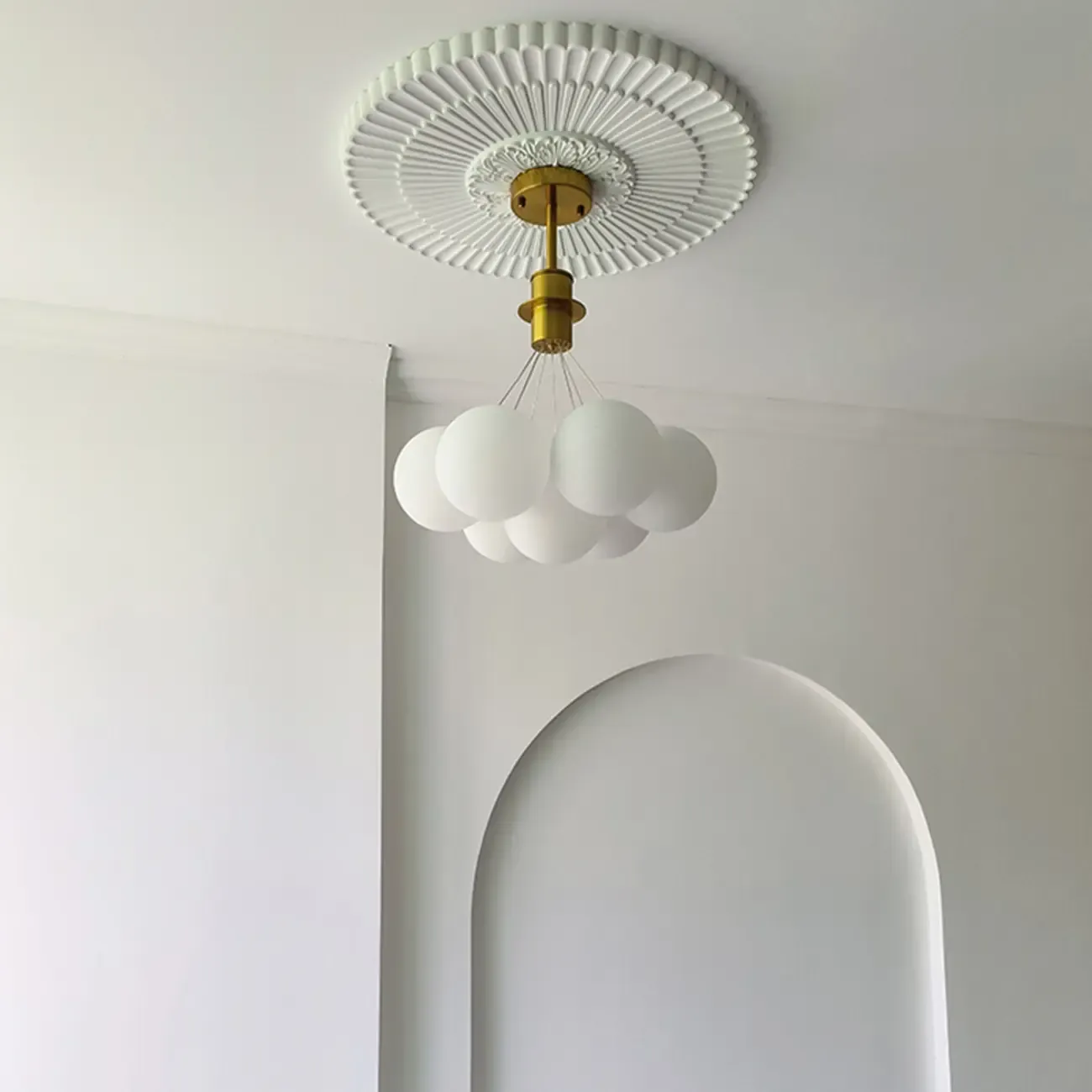 White Matte Glass Shade Multi Globe Light Chandelier