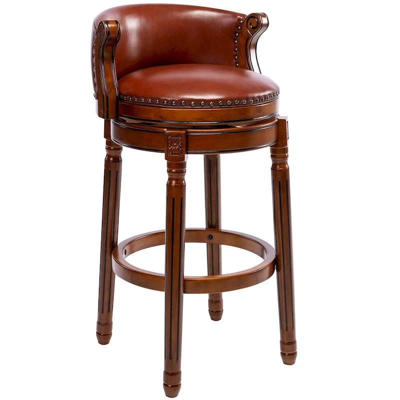 Cow top Leather Wooden Bar Stools