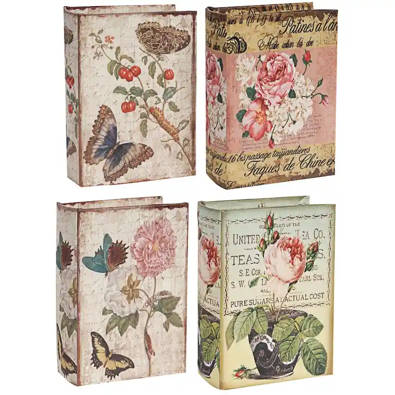 Butterfly Design MDF Book Boxes (Set of 4)