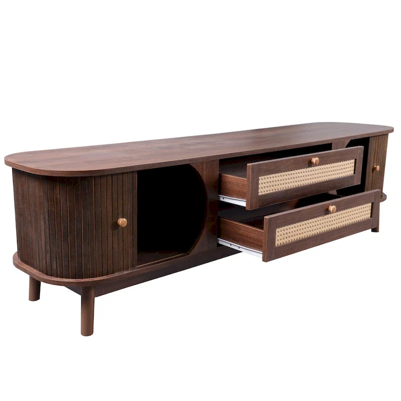 Modern Farmhouse Rattan TV Stand