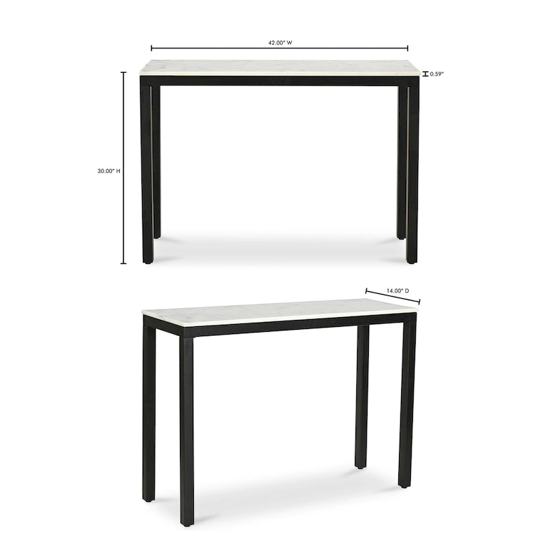 Aurelle Home Pariso Modern White Marble-Top Console Table - 42 W x 30 H x 14 D