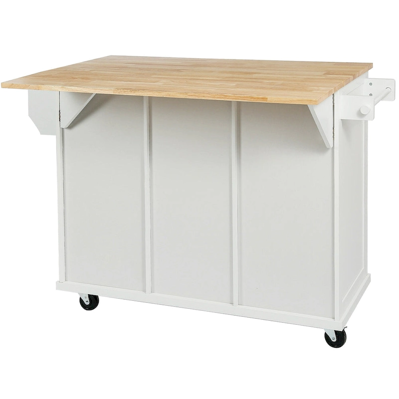 Nestfair Kitchen Island Cart with Drop-Leaf Countertop and 3 Drawers