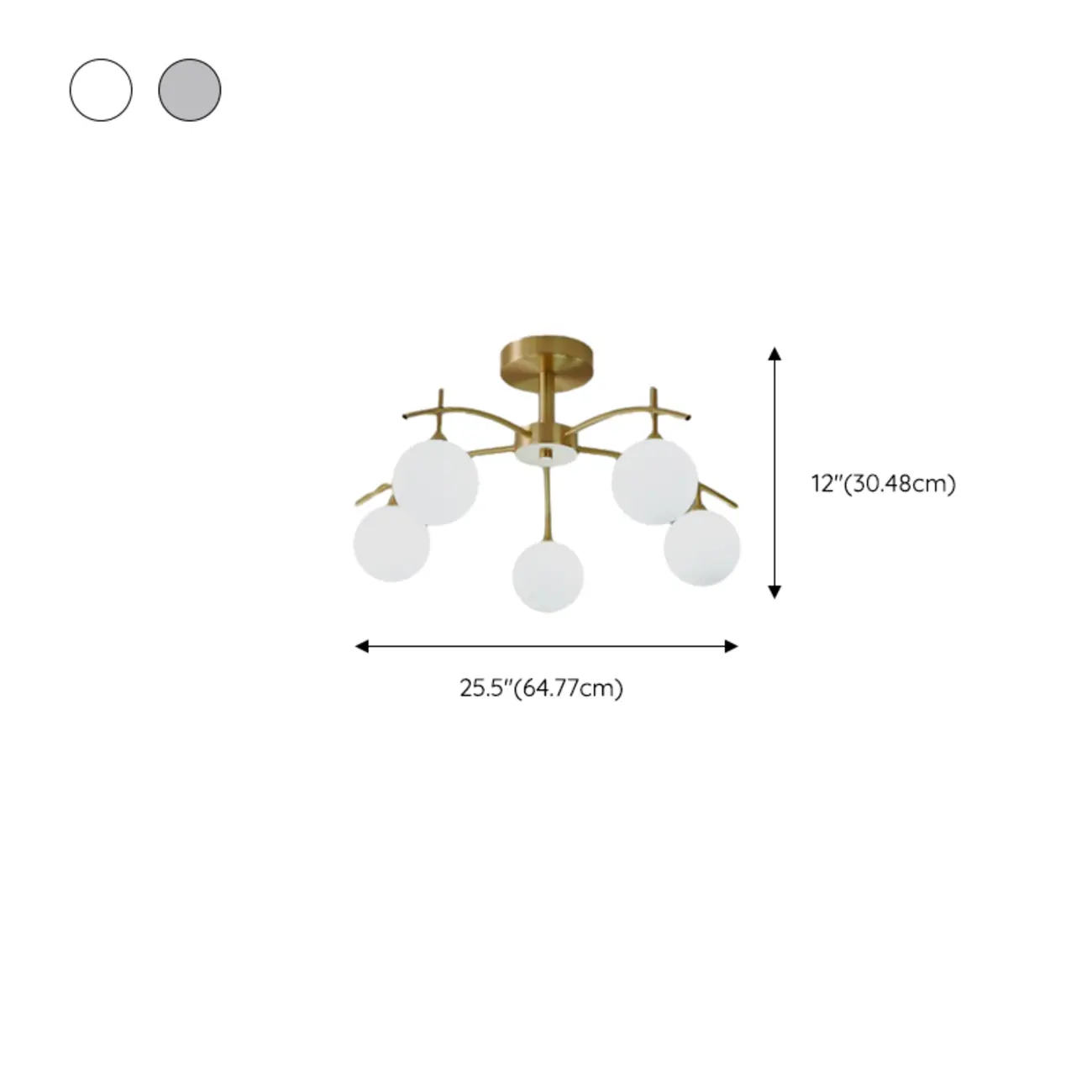 Classic Large Globe Glass Golden Semi Flush Mount Ceiling Light