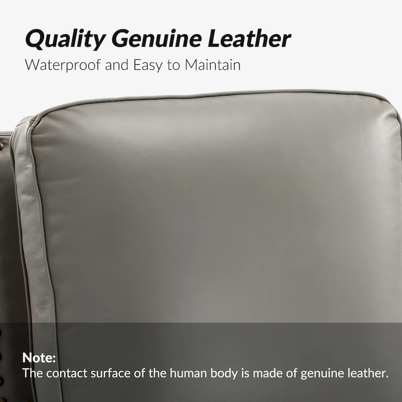 Cigar Mid-century Modern Genuine Leather Recliner with Nailhead Trim Set of 2 by HULALA HOME