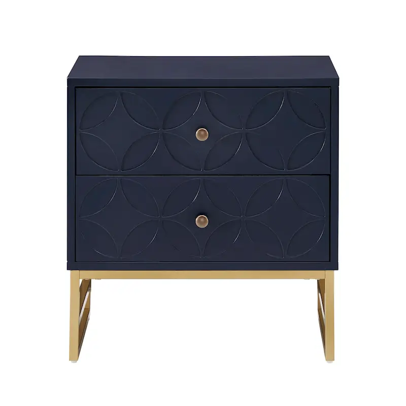 Arched Diamond 2- Drawer Gold Metal End Table