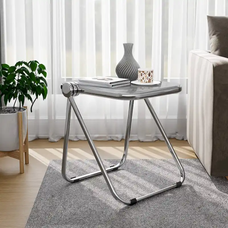 LeisureMod Lawrence Rectangular Folding Table with Aluminum Frame - 16.73