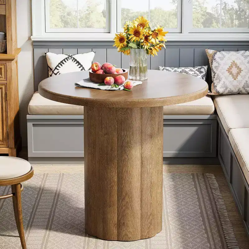 Brown Round Dining Table for 2-4 People