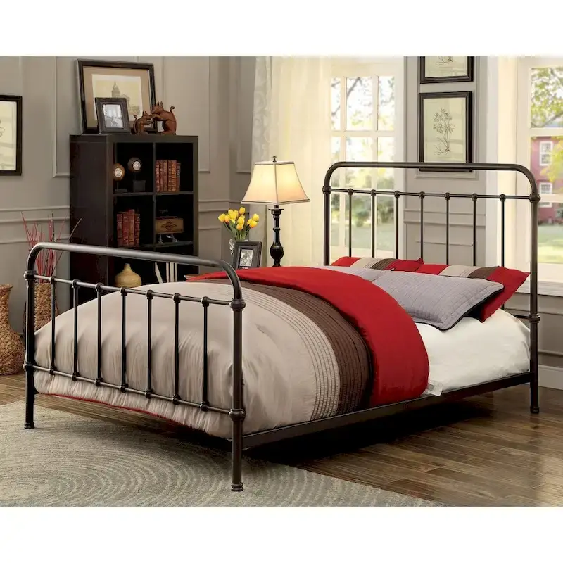 Norielle Rustic Metal Spindle Panel Bed by Furniture of America