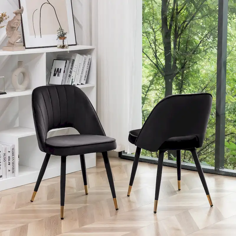 Porthos Home Orel Velvet Dining Chairs with Gold Trim, Set of 2