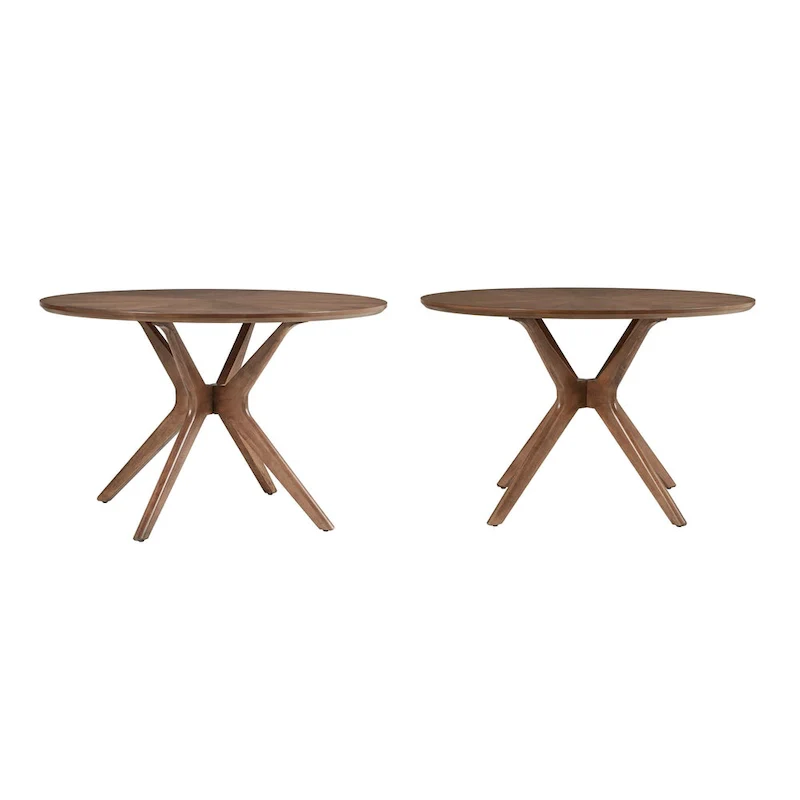 Sylvestria Mid-Century Walnut Finish Round Dining Table