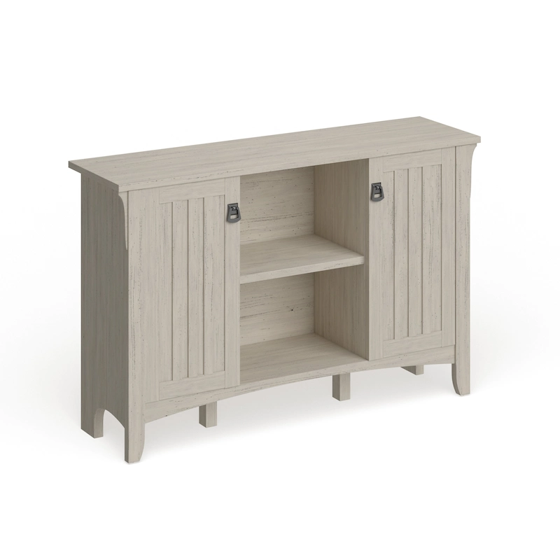 Antique White Storage Cabinet with Doors - 46.22 L x 12.76 W x 29.96 H - 46.22 L x 12.76 W x 29.96 H
