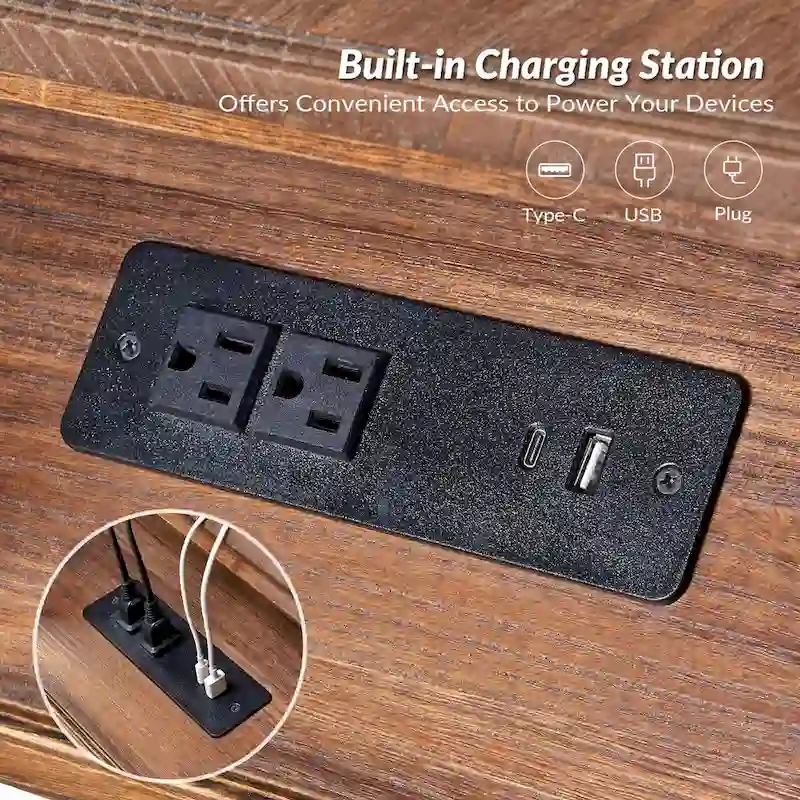 Eric Traditional 26 Tall Solid Wood End Table with USB by HULALA HOME