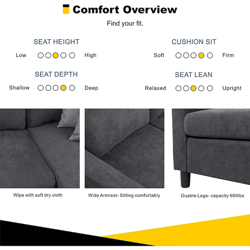 L-Shaped Sectional Sofa (With Interchangeable Chaise)