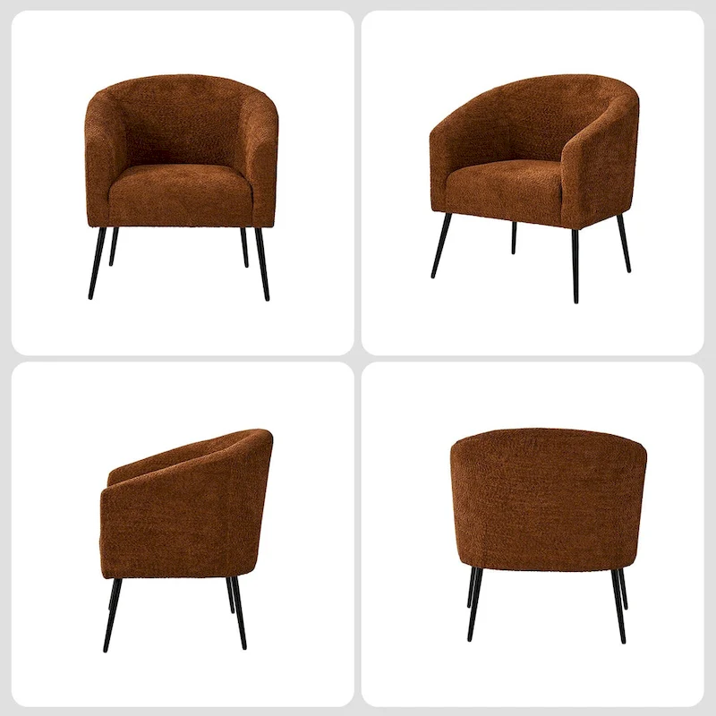 Hal Modern Boucle Armchair with Metal Legs Set of 2 by HULALA HOME