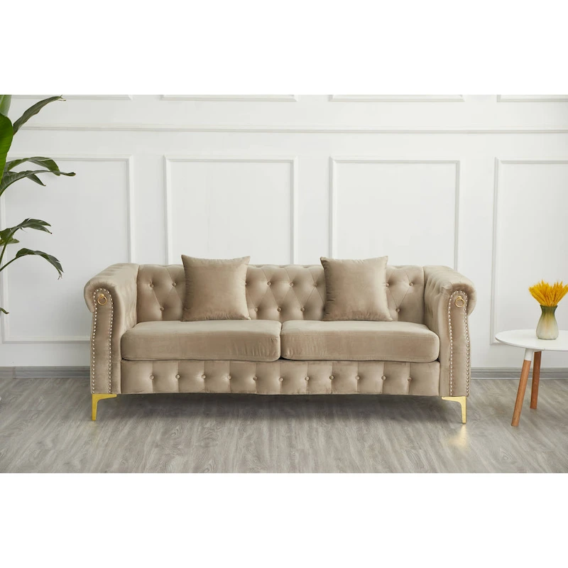 35 D x 85 W x 30.3 H Velvet Chesterfield Button-tufted Sofa
