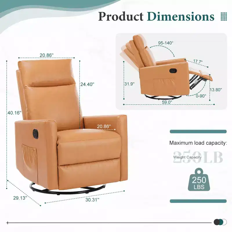 MAYEERTY Accent Chair - 360 Swivel Chenille Armchair with Lumbar Pillow