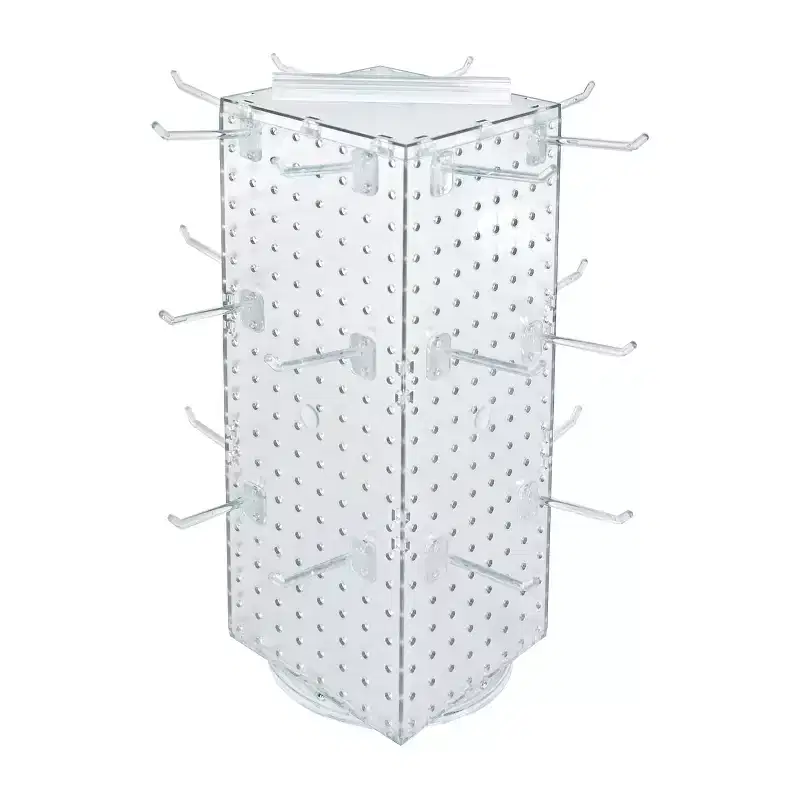 Azar Displays Four-Sided Revolving Pegboard Counter Display with Hooks