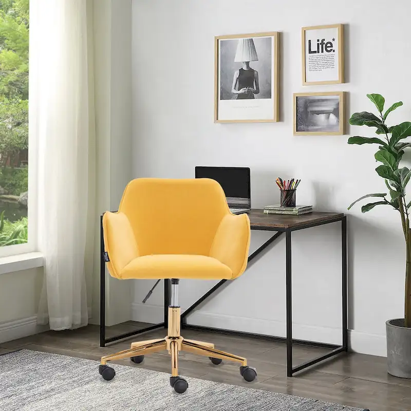 Home Office Chair With Gold Metal Legs
