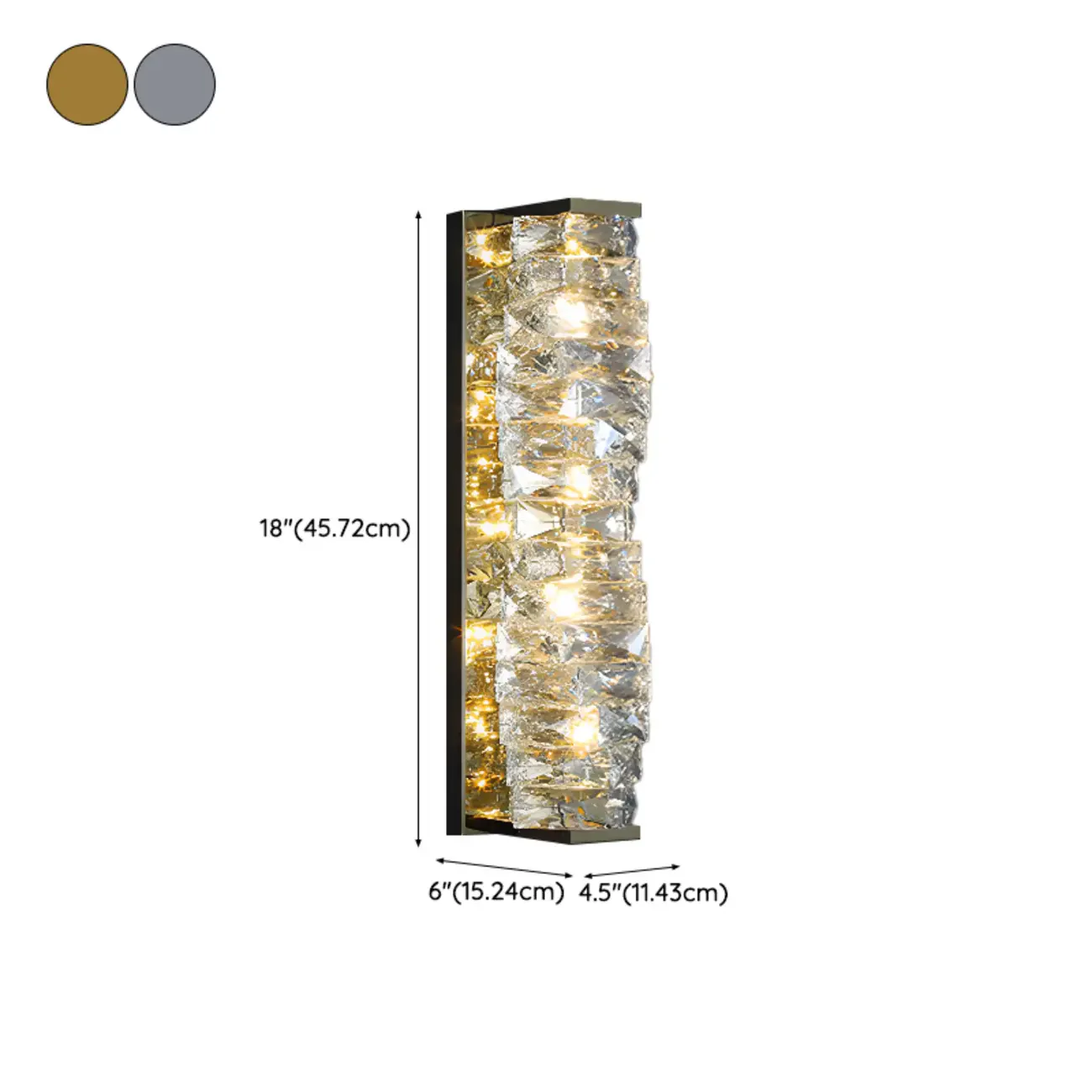 2-Light Geometric Wall Light with Clear Crystal