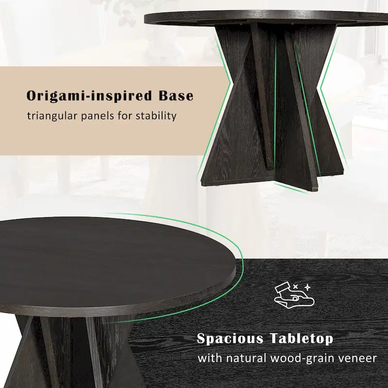 5-Piece Round Dining Table with 4 Upholstered Chairs