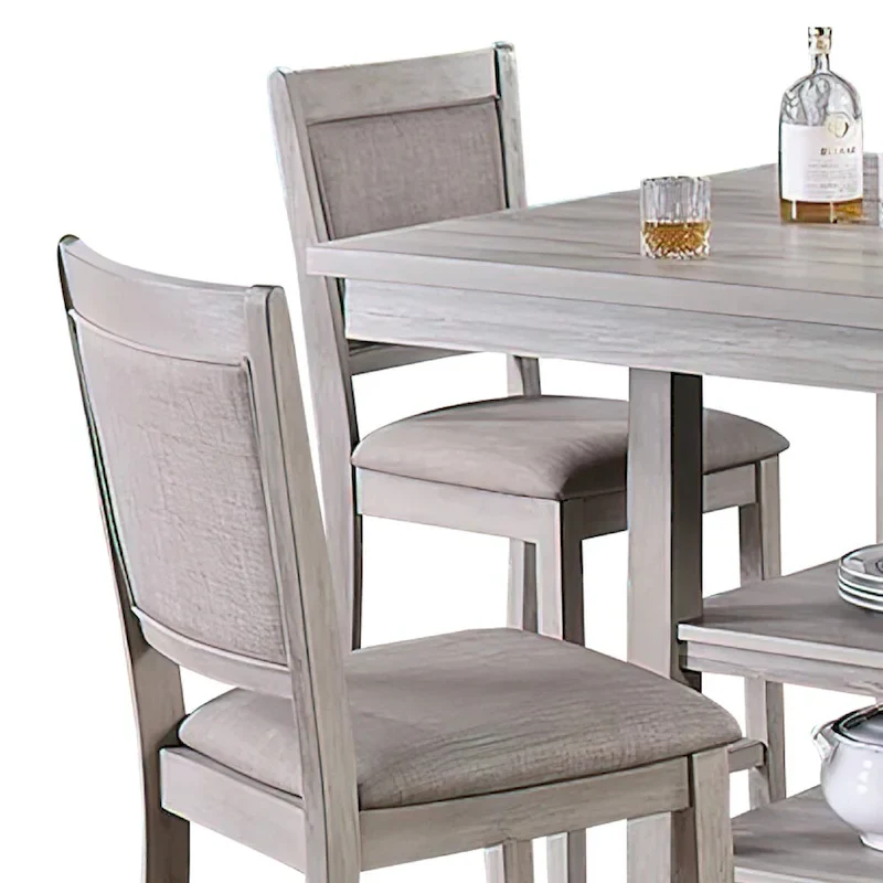 5 Piece Counter Height Dining Set, Table and 4 Chairs, Padded Seats, Gray