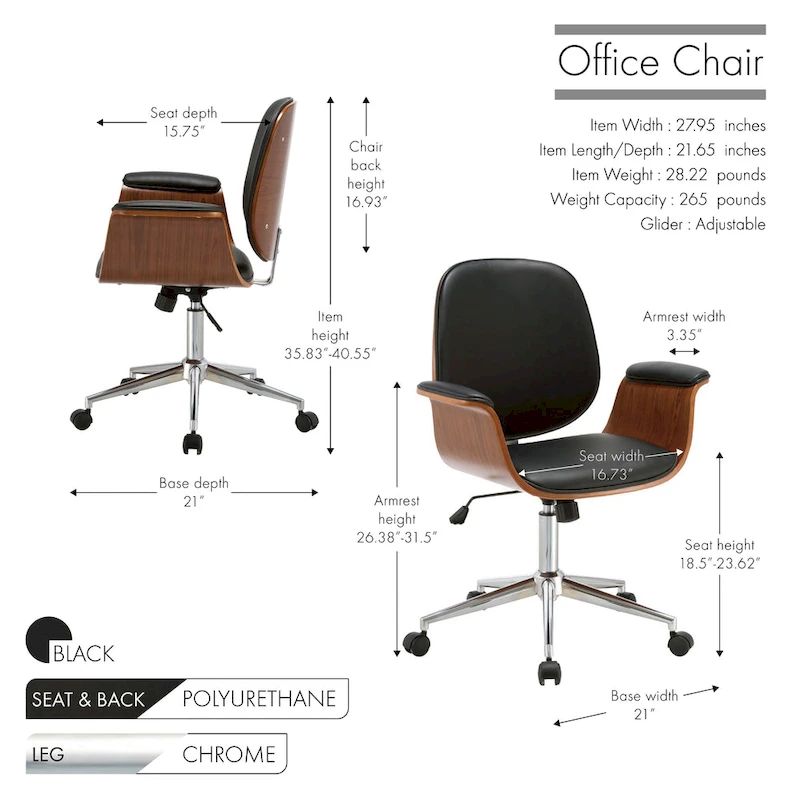 Carson Carrington Vejle Faux Leather Mid-Century Office Chair